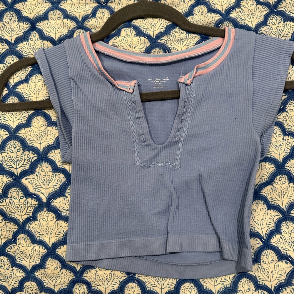 urban outfitters out from under go for blue gold seamless top